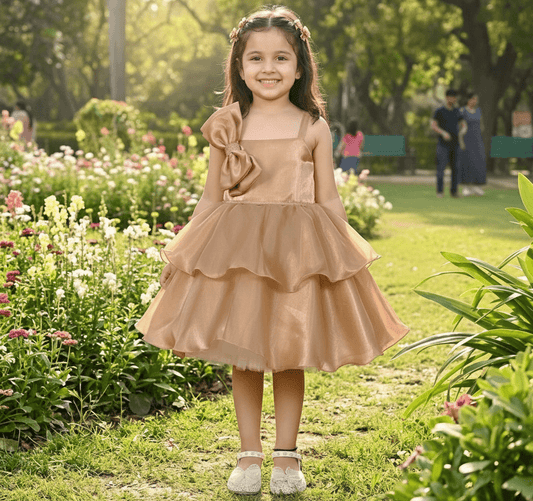 copper party frock for girls-M250010