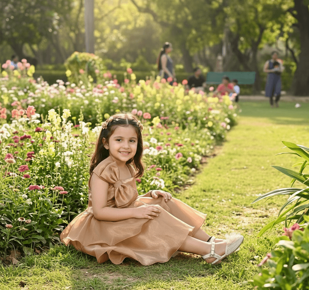 SALE Copper party frock for girls-M250010