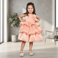 Peach party frock for girls-M250011