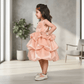 Peach party frock for girls-M250011