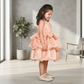 Peach party frock for girls-M250011