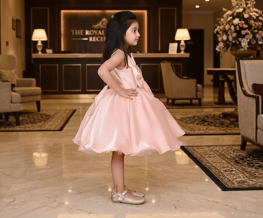 peach party frock for girls-M250012