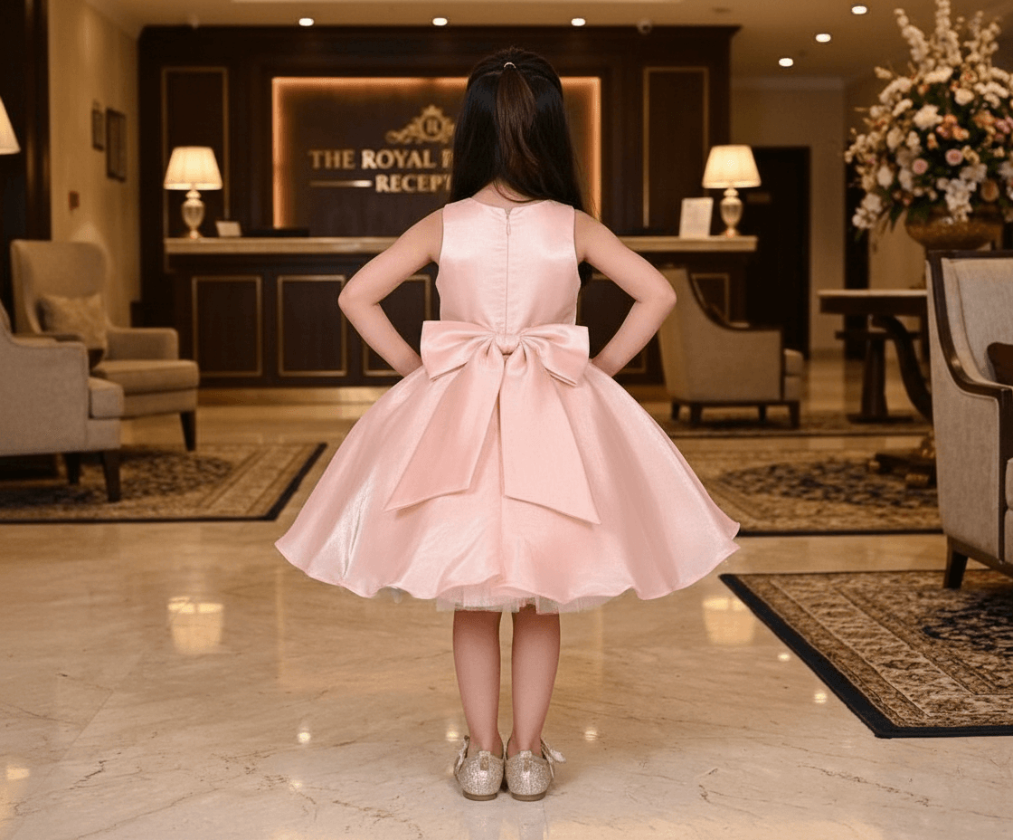 SALE peach party frock for girls-M250012