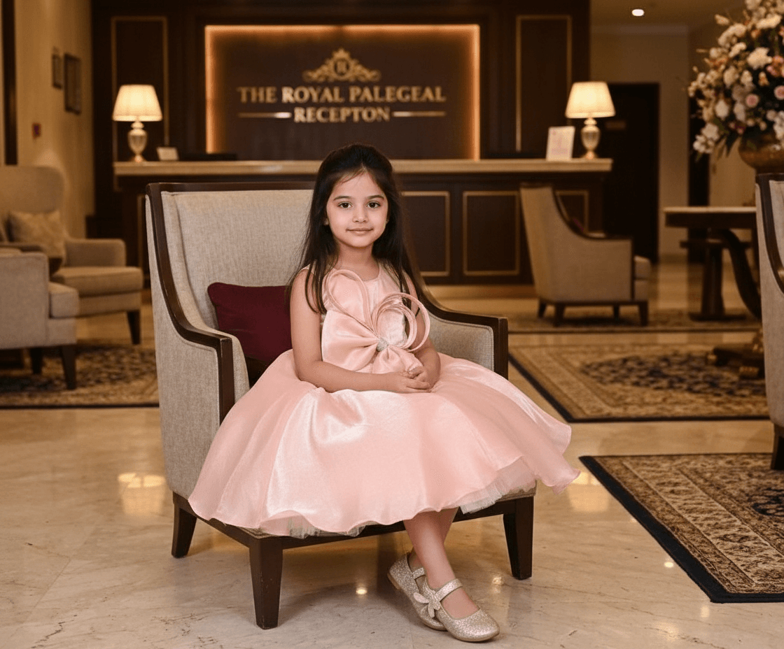SALE peach party frock for girls-M250012
