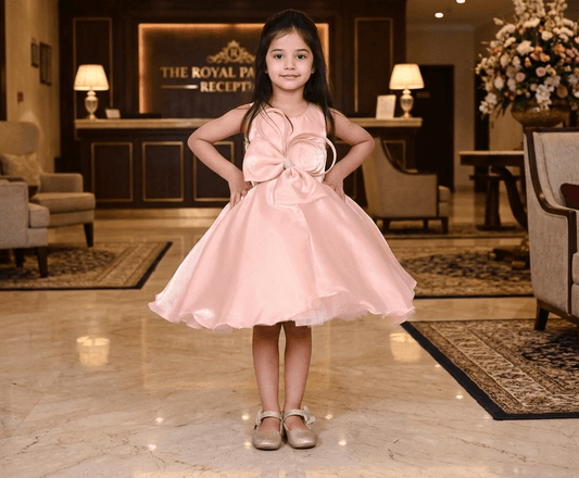 peach party frock for girls-M250012