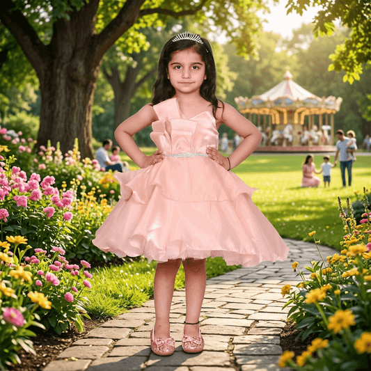 peach party frock for girls-M250013