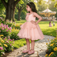 SALE peach party frock for girls-M250013
