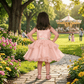 SALE peach party frock for girls-M250013