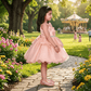 SALE peach party frock for girls-M250013