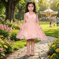 SALE peach party frock for girls-M250013