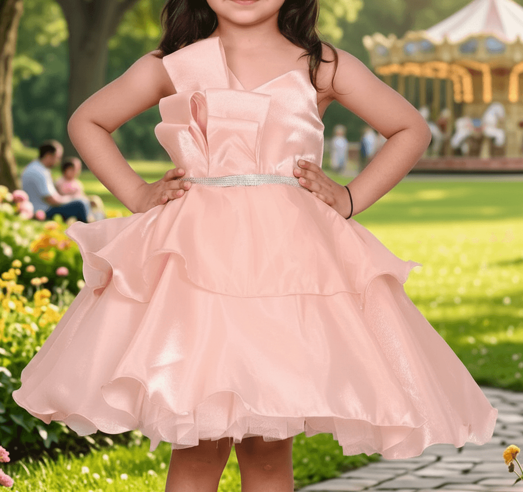 SALE peach party frock for girls-M250013