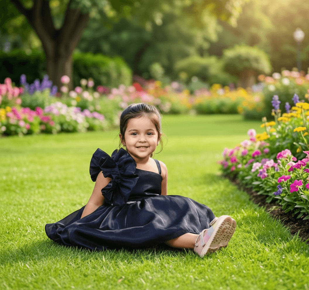 blue party frock for girls-M250014
