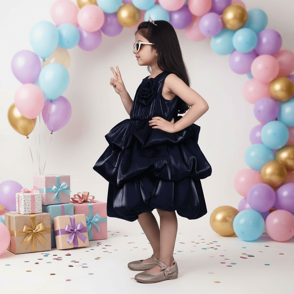 blue party frock for girls-M250015