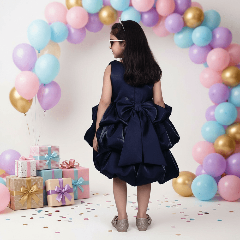 blue party frock for girls-M250015