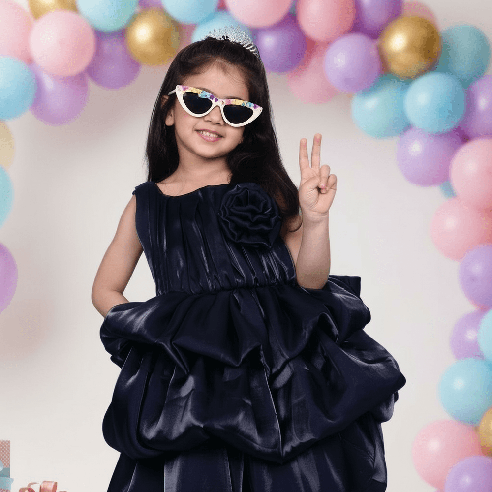 blue party frock for girls-M250015
