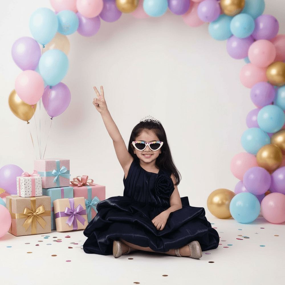 blue party frock for girls-M250015