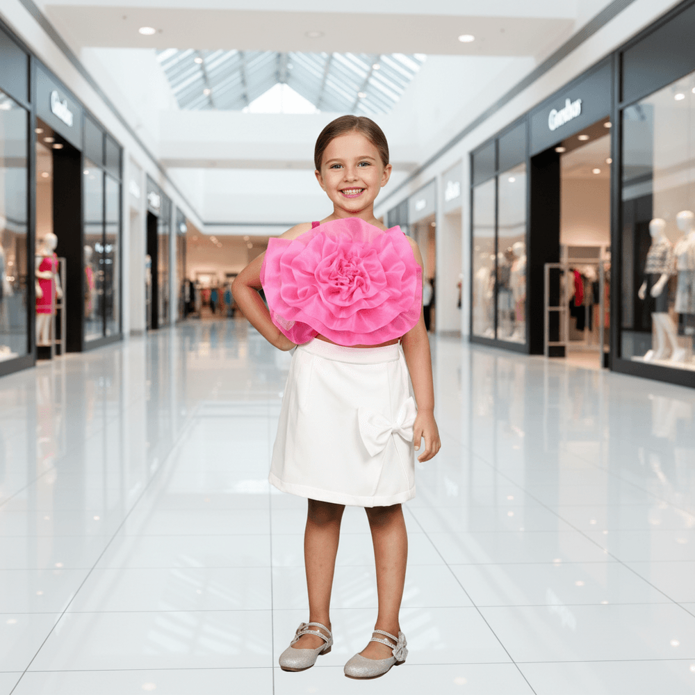 Magenta skirt and top for girls-M250020