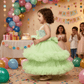 green party frock for girls-M250023