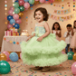 green party frock for girls-M250023
