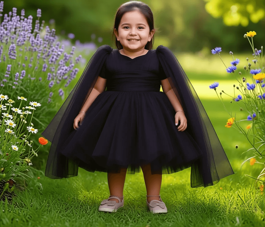 Black party frock for girls-M250025
