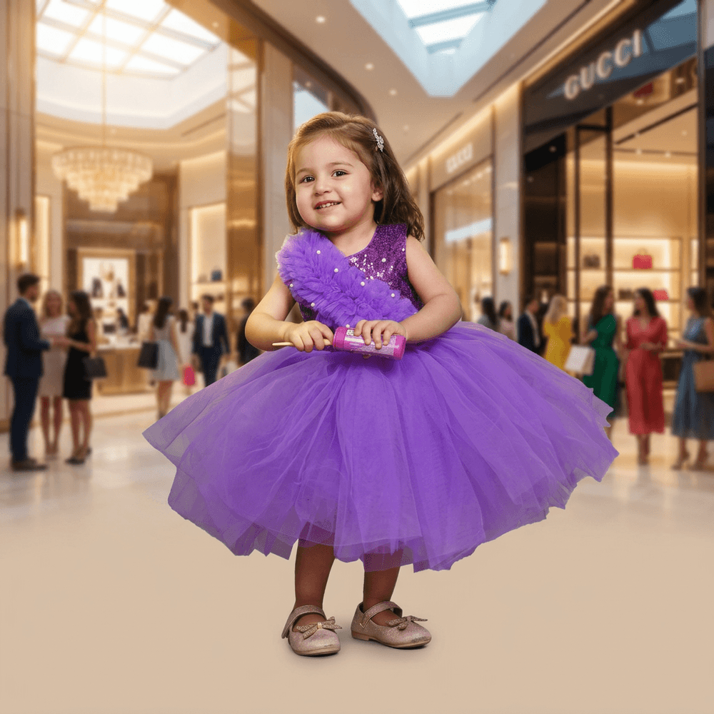 purple party frock for girls-M250027