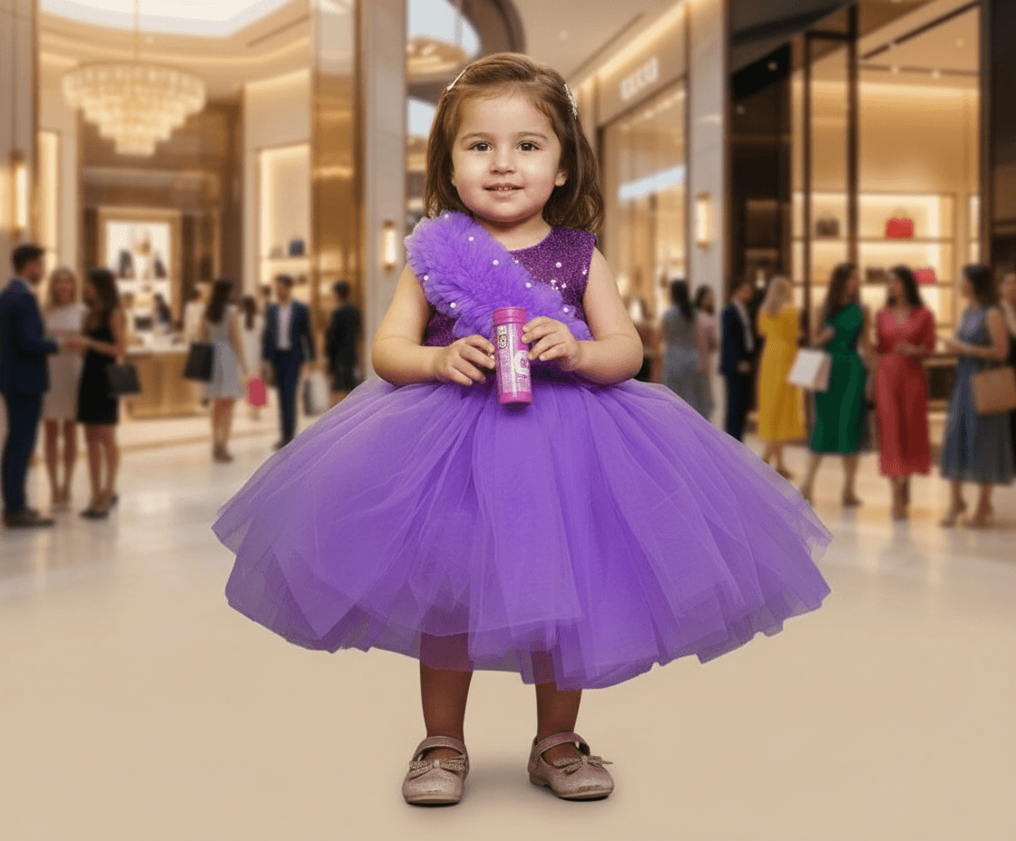 purple party frock for girls-M250027