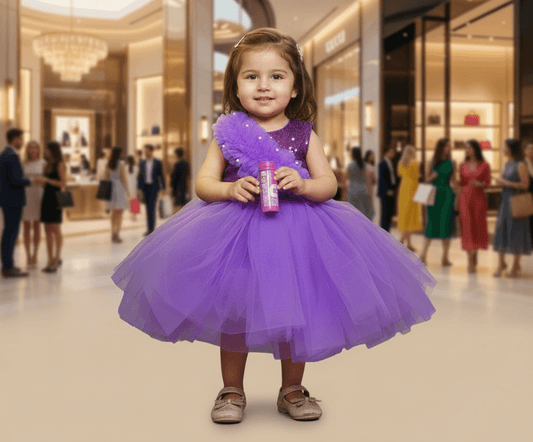 purple party frock for girls-M250027