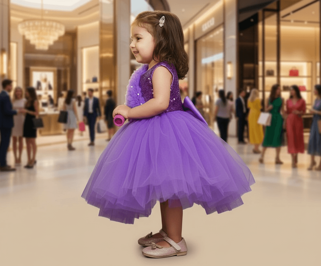 purple party frock for girls-M250027
