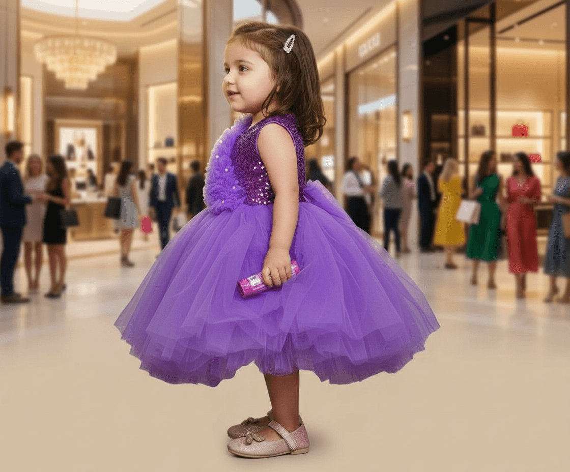 purple party frock for girls-M250027