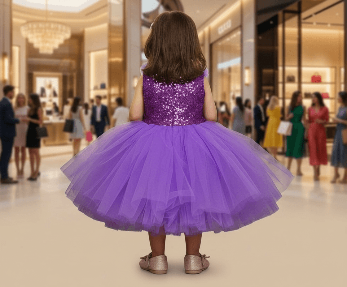 purple party frock for girls-M250027