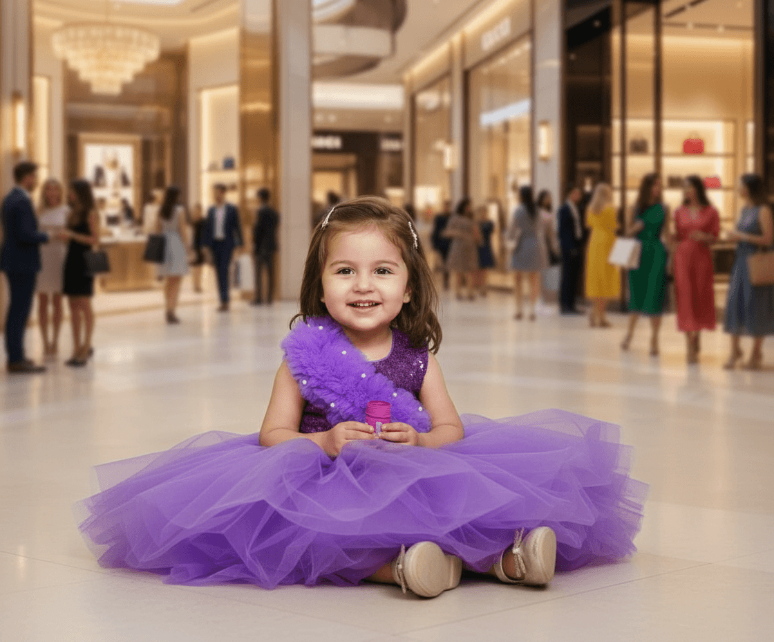 purple party frock for girls-M250027