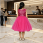 Magenta party frock for girls-M250029