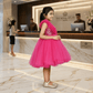 Magenta party frock for girls-M250029