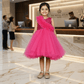 Magenta party frock for girls-M250029