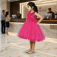 Magenta party frock for girls-M250029