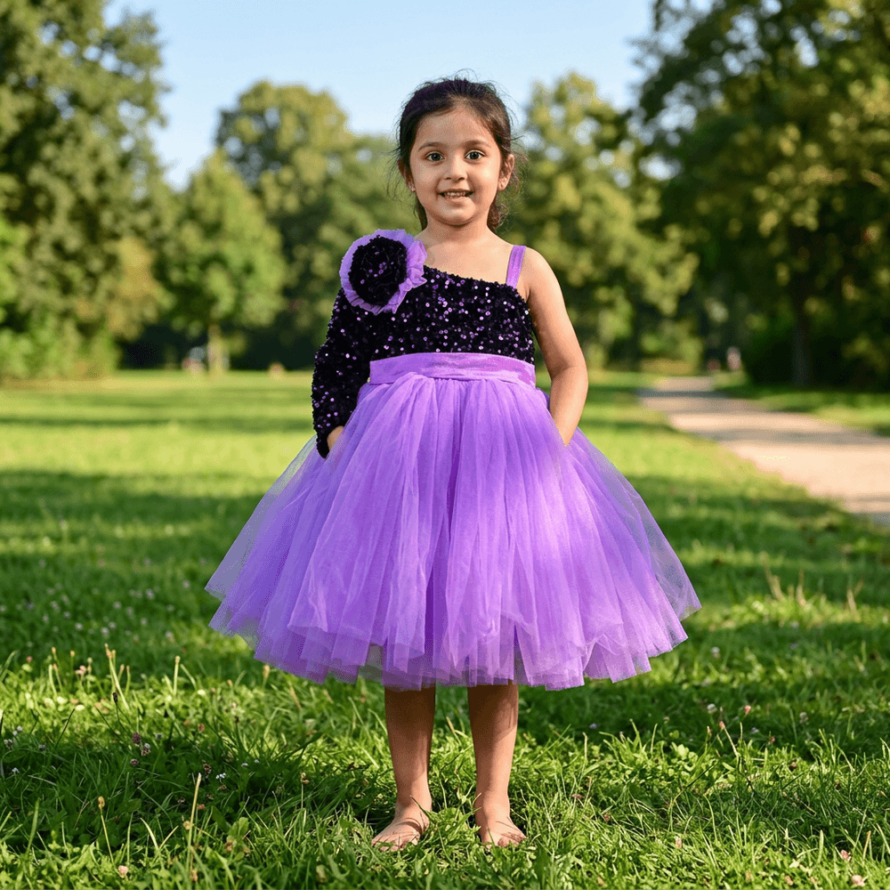 purple party frock for girls-M250030