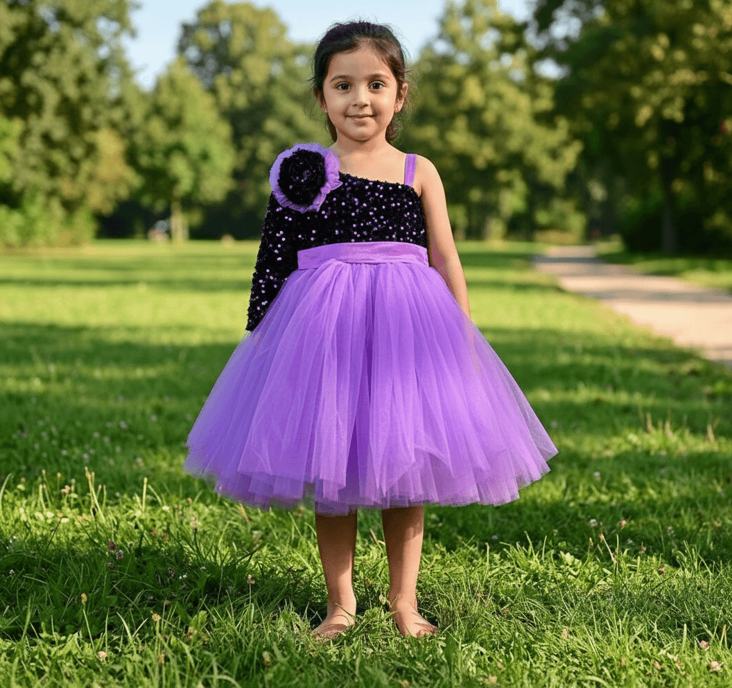 purple party frock for girls-M250030