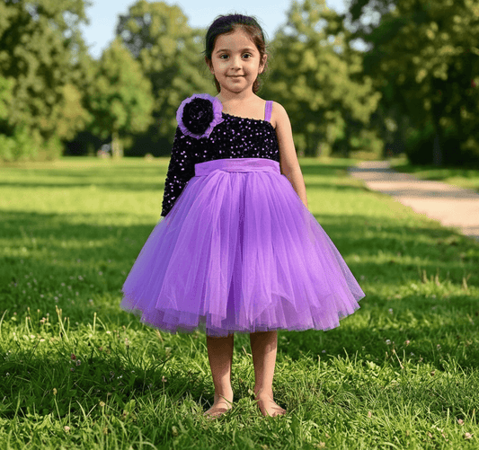 purple party frock for girls-M250030