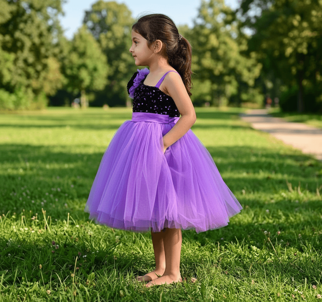 purple party frock for girls-M250030