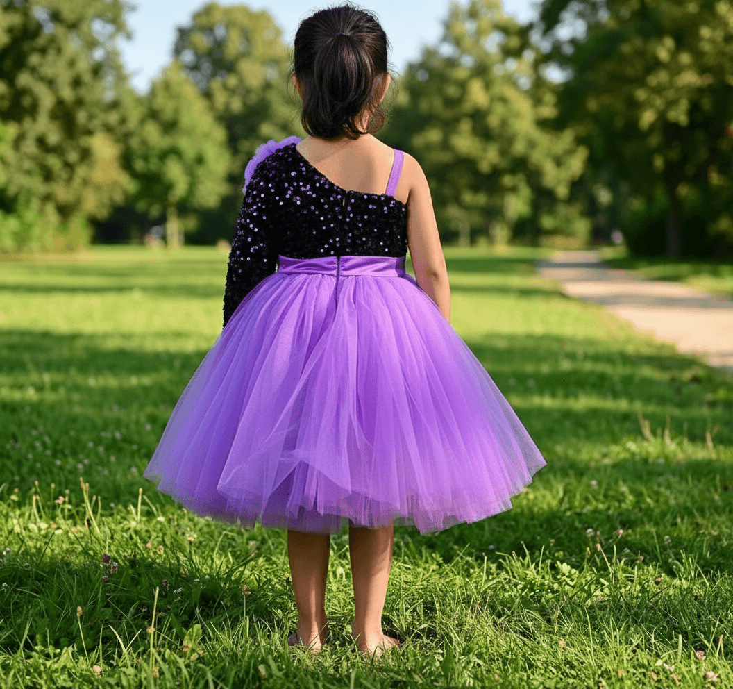 purple party frock for girls-M250030