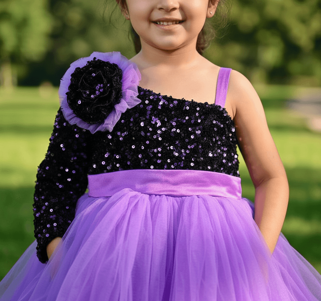 purple party frock for girls-M250030