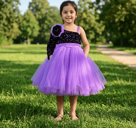 purple party frock for girls-M250030