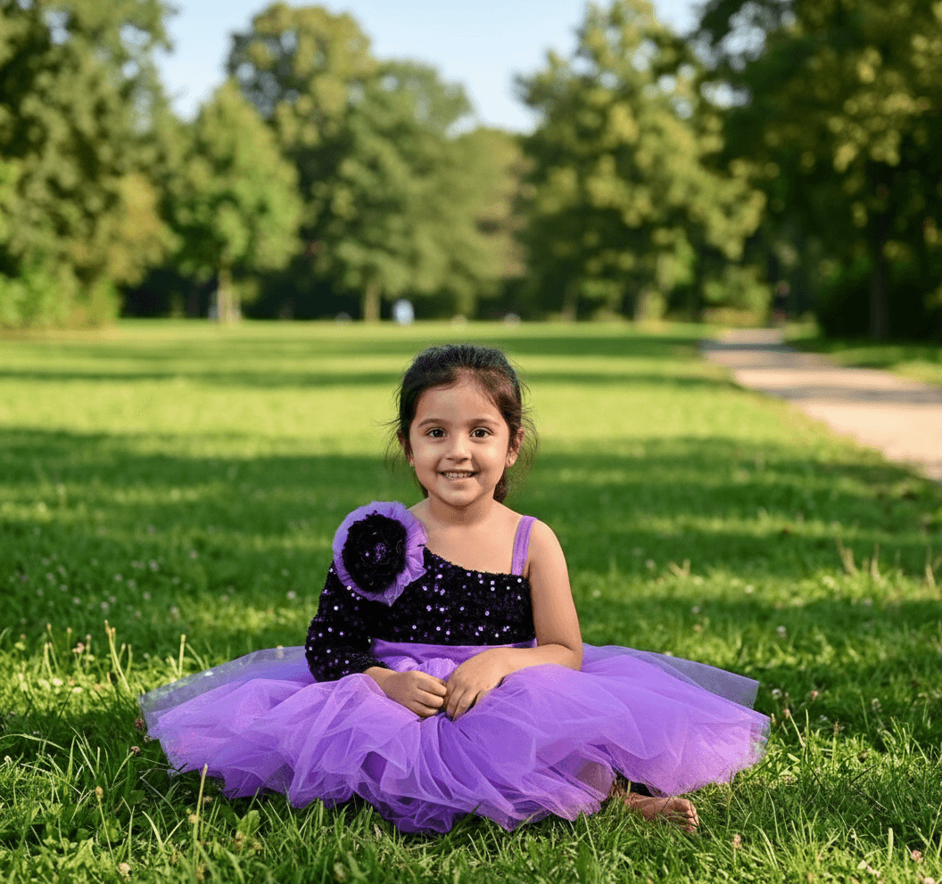 purple party frock for girls-M250030
