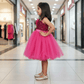 Magenta party frock for girls-M250031