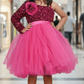 Magenta party frock for girls-M250031