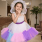 white party frock for girls-M250032
