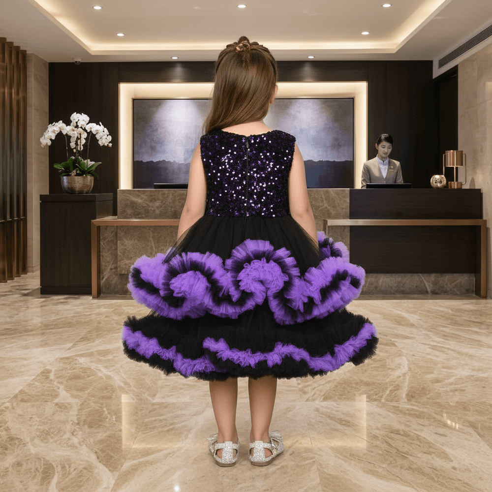 purple party frock for girls-M250034