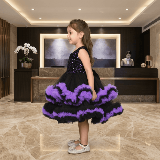 purple party frock for girls-M250034