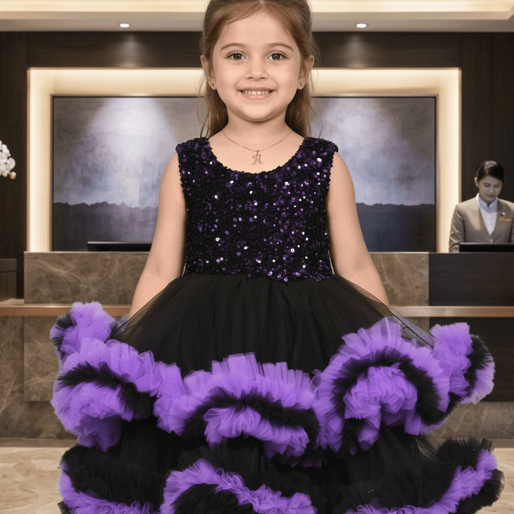 purple party frock for girls-M250034