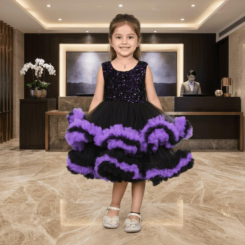 purple party frock for girls-M250034